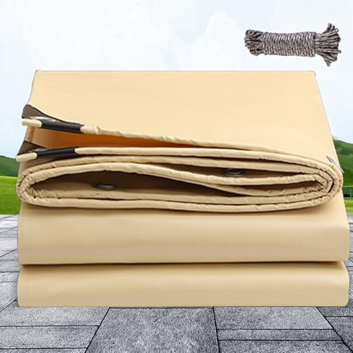 Lona Universal Politileno 3 x 6 m Impermeable, Resistente a Los Rayos UV, Lavable Lona Remolque Lona Piscina para Muebles, Piscina, Coche, Beige