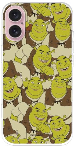 Schutzhülle kompatibel mit iPhone 16, offizielle Shrek Stickers zum Schutz Ihres Handys. Flexible transparente Silikonhülle mit offizieller Lizenz von Shrek