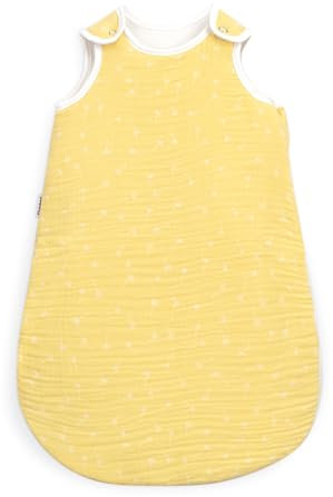 Ehrenkind® Musselin Babyschlafsack 2.5 TOG | 100% Bio-Baumwolle Vanille mit Pusteblume | Baby Schlafsack | 62/68 | Oeko Tex zertifiziert