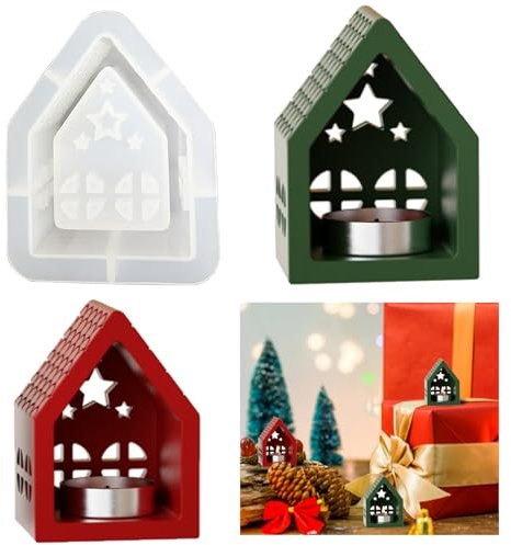 Silikonform Gießform Haus Silikonform Kerzenhalter Gießen Formen Häuser Teelicht Gipsform Silikon Gießformen Häuser Kerzenhalter Epoxidharz Form Haus Dekoration DIY Handwerk