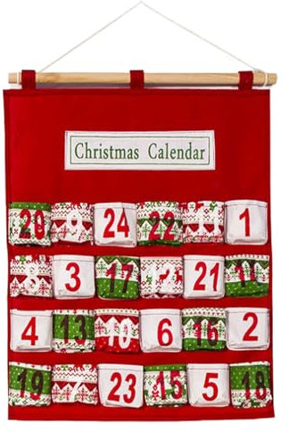 Adventskalender 2024 Aus Stoff Zum Befüllen - Weihnachtskalender Zum Befüllen Mit 24 Stoffbeutel - Weihnachten Adventskalender Wandteppich Zum Aufhängen - Countdown Kalender Selber Dekorieren