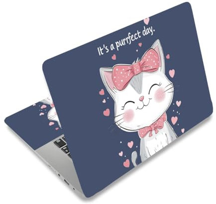PLIGREAT süße Katze Laptop Haut Aufkleber Aufkleber Passend für 12 13 13,3 14 15 Zoll Laptop Universal Notebook Aquarell Kunst Schutz Cover Aufkleber Netbook PC Personalisierte Haut Aufkleber