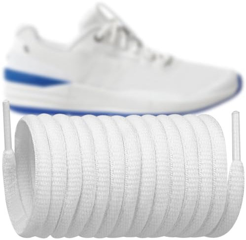 Endoto Schnürsenkel für ON THE ROGER Pro Tennis-Sneaker, Ersatz Ovale Schuhbänder Shoelaces Laces zum Laufen - Weiß, 50 Zoll