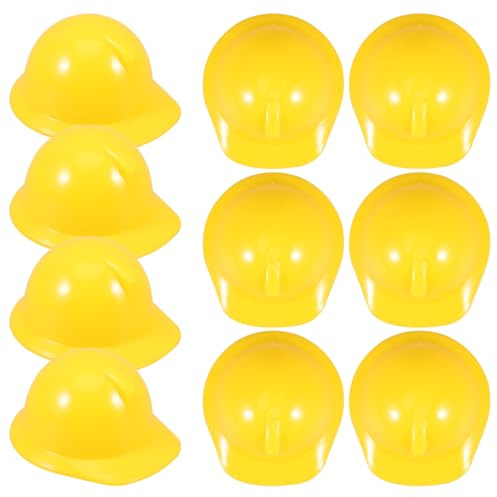 Garneck 10 Stück Mini Bauhelm: Baustellen Deko Gelbe Miniatur Bauarbeiterhelme Stabil für Puppenhaus Puppen und Kuchendeko Tortendeko Baustelle Kinder Geburtstag 4x3.7cm
