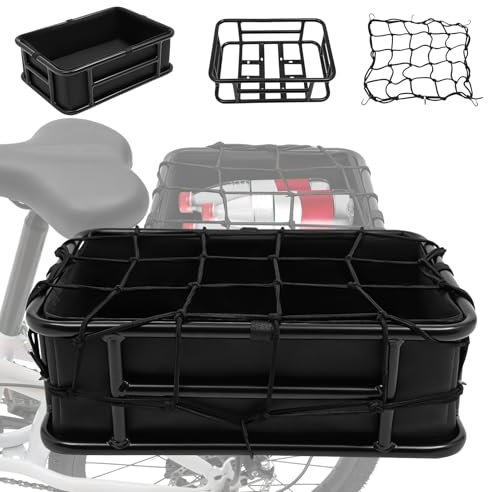 Fahrradkorb Hinten, Fahrradkorb Hinten mit Ladungsnetz und Eine Dicke Futterung, Abnehmbar Fahrrad Korb Hinten fur Fahrrad, Dicke Futterung Tasche für Fahrrad Elektrofahrrad