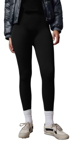 NEXT Damen Standard Nahtlos Gerippte Leggings mit hoher Taille Schwarz M