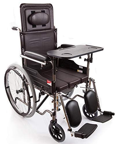 RUHEN Chaise de Toilette 4 en 1 pour Fauteuil Roulant, siège de Toilette Pliable et Mobile pour Personnes âgées, Chaise de Douche étanche avec pédale et Frein à Main