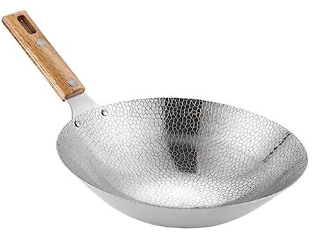 GRIRIW Wok De Acero Inoxidable Multifuncional Para Saltear y Cocinar Sartén Anti-adherente Para Fogones y Hot Pot