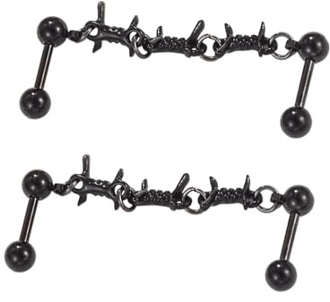 Niaspi 14G Dorn Industrial Barbell Ohrringe für Damen Herren Uni Edelstahl 40 mm Disteln Kette Piercing Stud Knorpel Helix Conch baumelnder Ohrring Vintage Körperpiercing Schmuck, Einheitsgröße