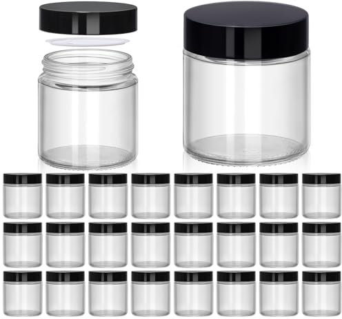 UPBUD Lot de 24 bocaux en verre transparent de 120 ml avec couvercles – Boîtes cosmétiques étanches avec doublure intérieure, ouverture large et lisse, hermétiques pour crèmes, lotions, huiles