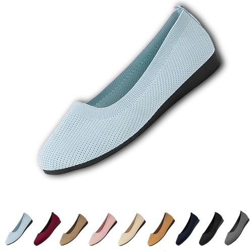 Deviseclue-Schuhe, Bequeme, atmungsaktive Slip-On-Schuhe für Damen mit, rutschfeste aus Mesh mit runder,weich und faltbar (Light Blue, Erwachsene, 39, Numerisch, EU Schuhgrößensystem, M)