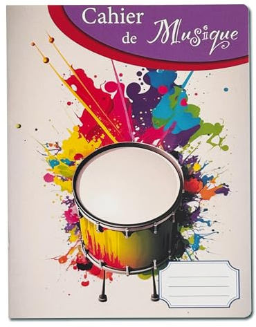 Générique Cahier de Musique – 50 Pages – Portées & Pages de Notes – Format 17x22 cm – Couverture Couleur Personnalisable – Idéal Élèves, Cours et Apprentissage (Batterie 2)