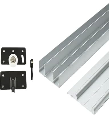 Kit de riel triple para puerta corredera, sistema de puerta de granero de 140 cm para armario y puertas de cristal, ruedas deslizantes silenciosas para un funcionamiento suave, instalación y diseño