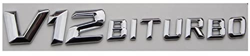 TVAAGHBCBR Chrome V12 BITURBO 3D ABS Kunststoff Kofferraum Hinten Buchstaben Abzeichen Emblem Aufkleber Aufkleber Passend for Mercedes Benz