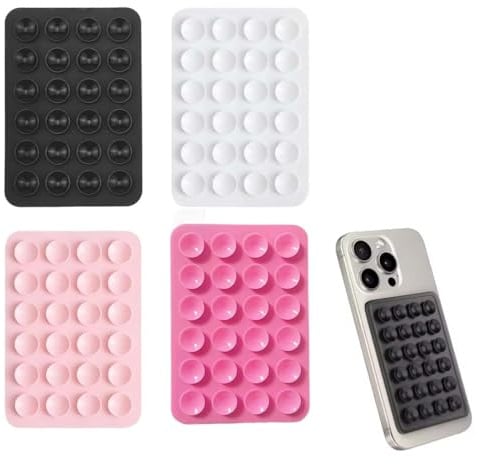 GNALIA 4 Pezzi Ventosa Per Cellulare, Nero/Bianco/Rosa Chiaro/Fuxia, In Silicone, Standard, Per Selfie/Video/Ricarica