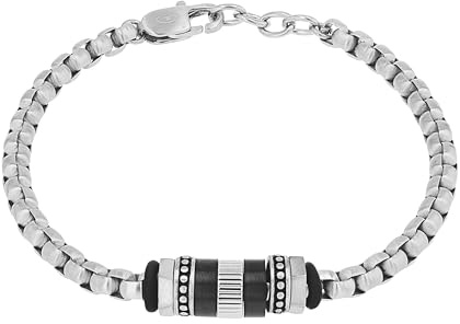 TOM TAILOR - Herren Armband Edelstahl - Schwarz - Anhänger mit Metallelementen