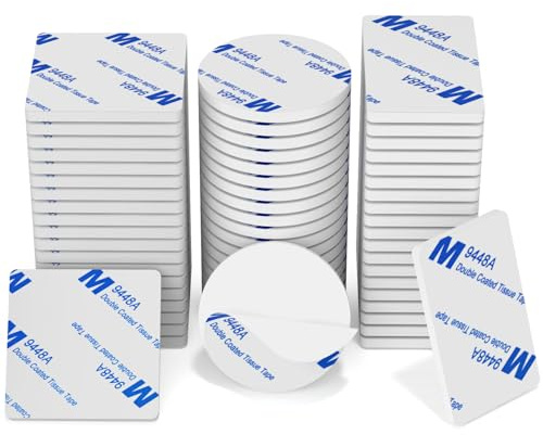 HOMMAND Double Sided Sticky Pads, 60 Pcs Sticky Foam Pads Heavy Duty, Extra Strong Adhesive Foam Pads, Waterproof Mounting Pads for Home Office Car School, Rectangle/Squares/Round, White