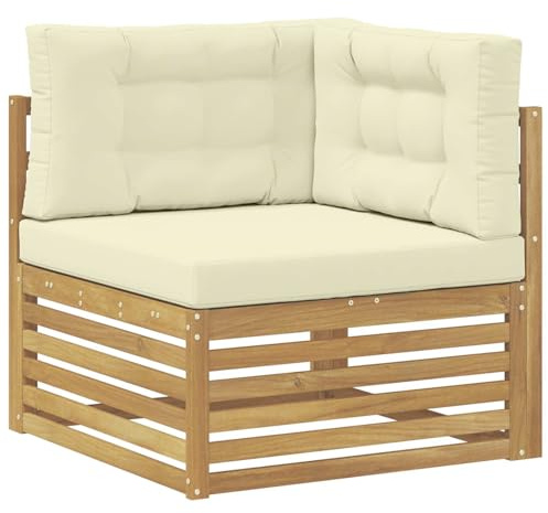 vidaXL Outdoor Ecksofa Massivholz Akazie Weiß, Elegante Balkonmöbel, modernes Gartendesign, widerstandsfähig, pflegeleicht, modulare Gestaltung