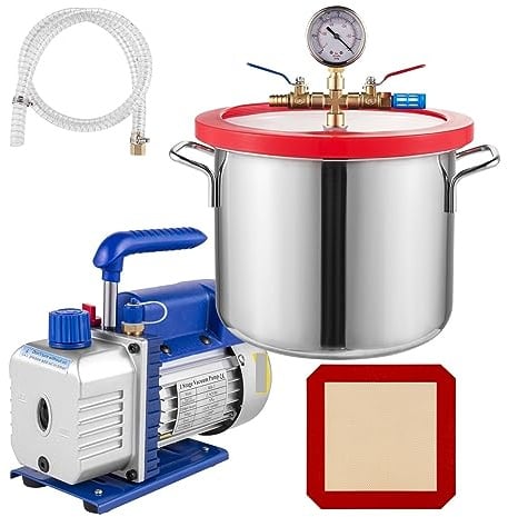 SEVEQIS Pompe à Vide, Pompe à Vide, Pompe de 1,5/2 gallons 2,5 CFM Kit réfrigérant dégazage Chambre Un étage for Voiture climatisation Domestique(2.5CFM 1.5Gallon)