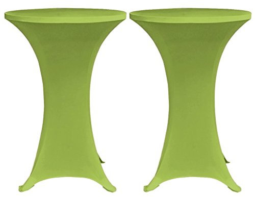 Festnight 2er-Set Tischhusse Stehtischhusse Stretchhusse Tischüberzug Stehtisch Hussen 70cm Grün