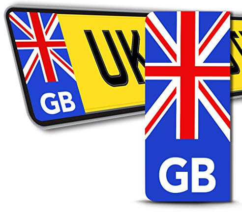 SkinoEu® 2 x Vinyl Aufkleber Nummernschild Kennzeichen UK GB Großbritannien National Flagge Union Jack JDM Tuning Auto Motorrad Stickers EU QV 1