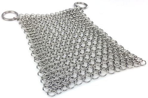 Grillfürst Ringreiniger für Dutch Oven & Gusseisen - Edelstahl Kettengeflecht 14 x 14 cm - Pfannen- & Topfreiniger für Grill, Pfanne, Wok, Gusseisen & Emaille