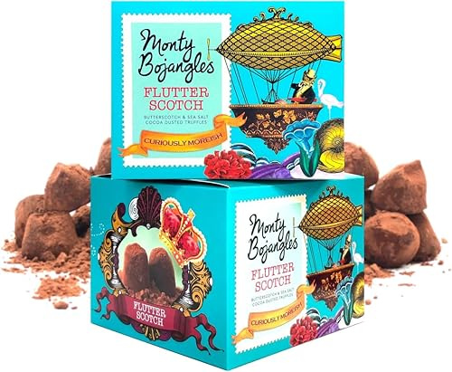 Monty Bojangles Flutter Scotch Cocoa Dusted Chocolate Truffles (2 x 150g Chocolate Gift Box) - Butterscotch & Sea Salt Flavoured Chocolatey Truffles - Award Winning Luxury Chocolates Gift Set