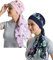 JarseHera Bambus-Baumwollfutter Chemo-Kopfbedeckung für Frauen mit seidigen Schals für Krebs, Haarausfall, Schlafkappen, Beanie, Marineblau + Hellrosa, 2 Paar, Einheitsgröße