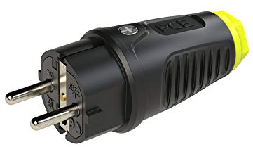 PCE Schutzkontakt Stecker Gelb IP54 Vollgummi Zwei Erdungssysteme 0522-she