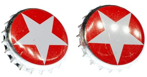 Miniblings Kronkorken Sterni Manschettenknöpfe Miniblings Knöpfe + Box Bier roter Stern - Herrenschmuck Manschettenknopf Cufflinks Hemdknöpfe I Holzbox inklusive