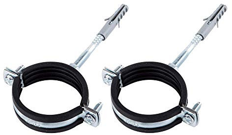 (Confezione da 2 pezzi) Staffe per tubi in metallo singolo antivibrazioni Morsetti a clip con rivestimento in gomma per tubi Ø 56-60 mm (2)