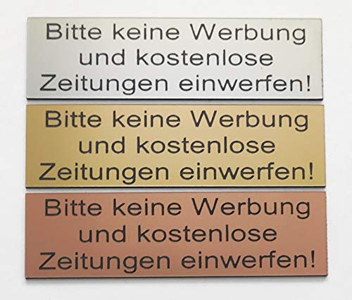 BigTrend24 Briefkastenschild - Bitte keine Werbung und kostenlose Zeitungen! 3 Farben Silber