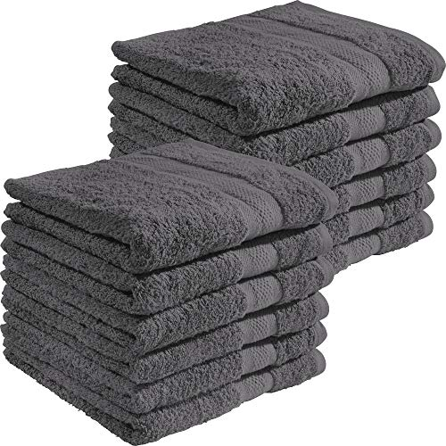 REDBEST Handtuchset, Frottierset 12er-Pack Chicago anthrazit Größe 50x100 cm - saugstark, strapazierfähig, ideal für Reisen, Sport (weitere Farben)