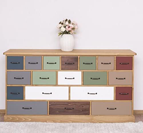 Apothekerschrank aus Massivholz mit 19 Schubladen (Natur - Mehrfarbig)