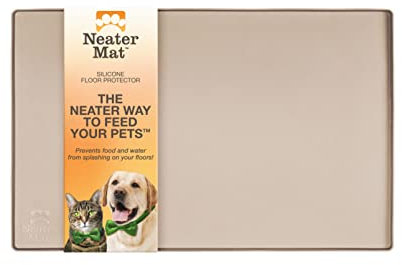 Neater Pet Brands Neater Mat Tapis de gamelle en Silicone imperméable pour protéger Les sols de la Nourriture et de l'eau (40,6 x 25,4 cm Silicone, Cappuccino)