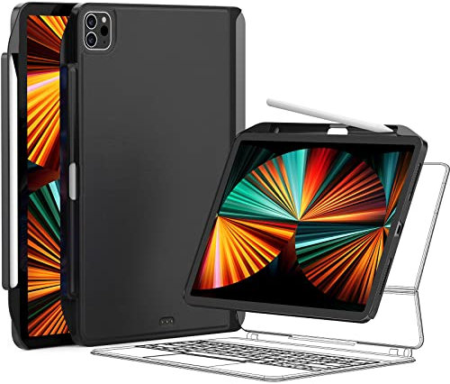 SWITCHEASY CoverBuddy Case for 2021-2022 iPad Pro 12.9 Inch (5-6th Gen) - Magic Keyboard Compatible Case with Pencil Holder [Support Apple Pencil Charging] (Keyboard Not Included) (Leather Black)