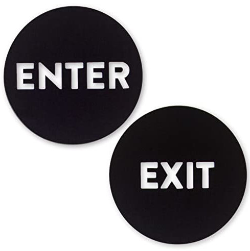 TRUSTY Runde Türschilder Enter and Exit, für Geschäfte, Bars, Restaurants, Geschäfte, 20,3 cm, Schwarz