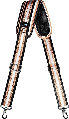 ZINZ Schultergurt, 57 Universal Verstellbare Schulterriemen Dauerhafte belüfteten mit Metall Drehhaken für Gepäck Duffel Kameratasche Laptoptasche Reisetasche Sporttaschen(Schwarzes Gold, 145cm)