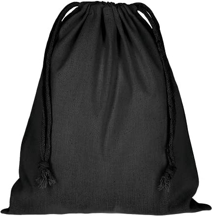 TEXXILLA Zuziehbeutel - Baumwolle | OEKO-TEX 100 zertifiziert | 25x30cm | Jutebeutel | Einkaufstasche | unbedruckt, Farbe:schwarz