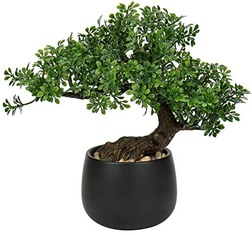 Oairse Plante Artificielle bonsaï 25 cm dans Un Pot en céramique - Plantes artificielles - Décoration de bonsaï Japonais - Décoration pour Salon, Chambre à Coucher, Salle de Bain, Rebord de fenêtre