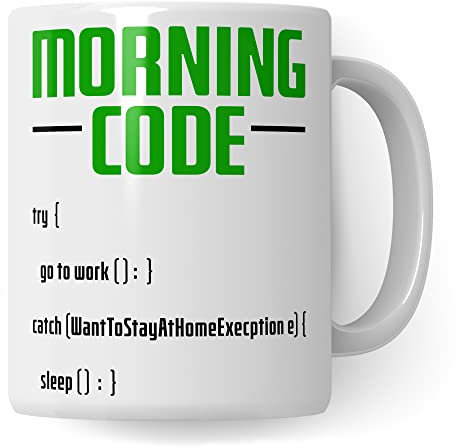 Informatiker Tasse Kaffeetasse Informatik-Student Morning Code Programmieren Kaffee-Becher lustig Geschenk Sarkasmus Geschenkidee Programmierer (Weiß)