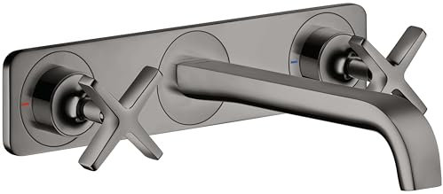 hansgrohe AXOR Citterio E 3-Loch Waschtischarmatur Unterputz mit Platte für Wandmontage, 36115330, Farbe: Polished Black Chrome