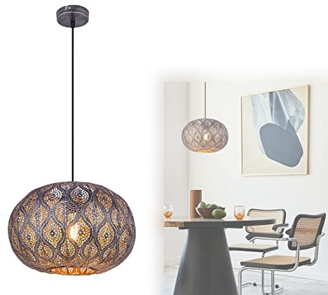 bmf-versand® lámpara colgante salón LED oriental negro - lámpara colgante comedor mesa metal calado - lámpara colgante comedor cocina - lámpara colgante 30 cm vintage