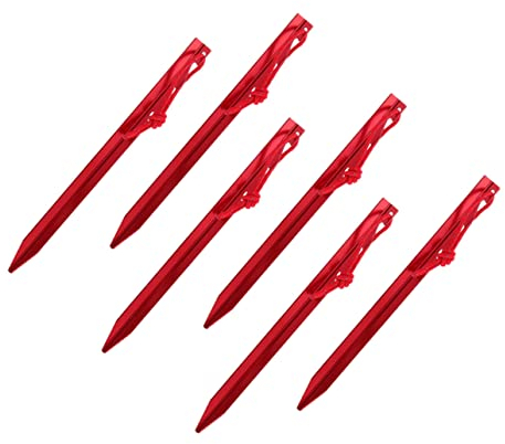 Toddmomy 6 Stücke Zeltheringe Outdoor Pfähle Strand Zeltpflöcke Zelt Zubehör Leichte Zelt Wanderpfähle Campingpfähle Camping Zubehör Zeltspikes Erdpfähle Rote Rock and Roll Markise