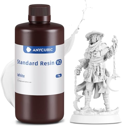 ANYCUBIC Standard Resin V2 1000g, 3D Drucker Resin, 405nm LCD SLA Rapid UV Aushärtung Resin, Hochpräzises und schnelles Photopolymer Harz für LCD/DLP/SLA 3D Druck, Weiß