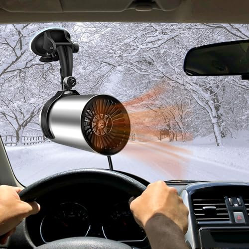 KEAGAN Car Heater, Windshield Defogger and Defroster, 2 in 1 Portable Car Heater 12V 150W, Fast Heating and Cooling Car Heater, Plug-in Car Heaters, Car Heater Automobile Windscreen Window Fan