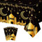 Lets Joy 3-stück Eid Mubarak Ramadan Tischdecke, 130 x 220 cm, Schwarz & Gold, Wasserdicht, Kunststoff, Rechteckig, Festive Elegant, Ramadan, Feierlichkeiten