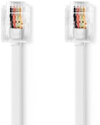 Nedis Telefonkabel - RJ11 Stecker - RJ11 Stecker - 2.00 m - Kabeldesign: Flach - Beschichtung: Vergoldet - Kabeltyp: RJ11 - Weiss