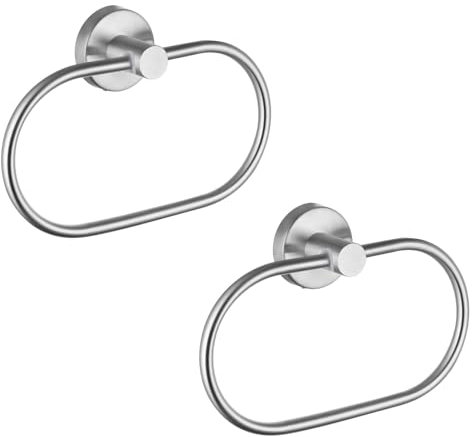 EOLAX Handtuchring zum Bohren, Handtuchhalter aus Gebürstetem Nickel 2er Set, Moderner Badetuchhalter Wandhalterung, Handtuchhalterung Edelstahl Wandmontage, Badezimmer Zubehör