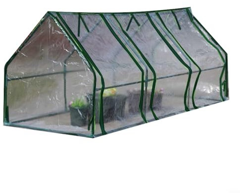 snowchecking 1x Raised Bed Weather Protection Poly Cover, Garden Greenhouse Bottomless Flower Bed Clear Heat Preservation Cover(1.8m*0.9m*0.9m)
